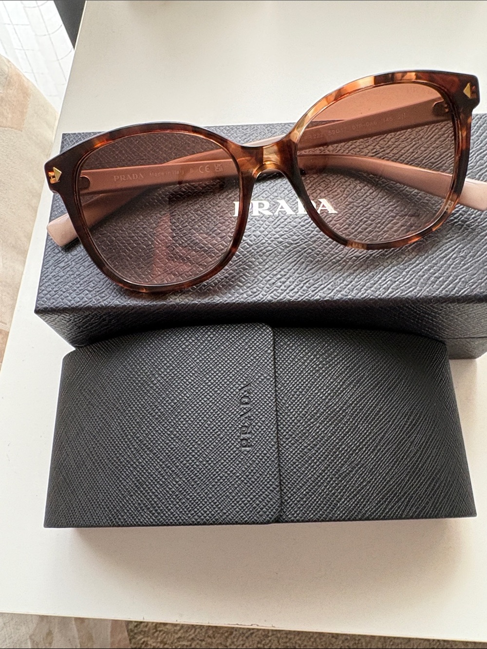 Prada Tortoiseshell Frame Sunglasses with Brown Lenses
